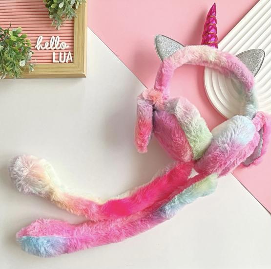 Unicorn peluş oynayan kulak detaylı  kulaklık 